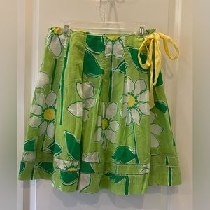 Vintage Lilly Pulitzer Tie Wrap Skirt Palm Beach Preppy Style White Tag Size‎ 2